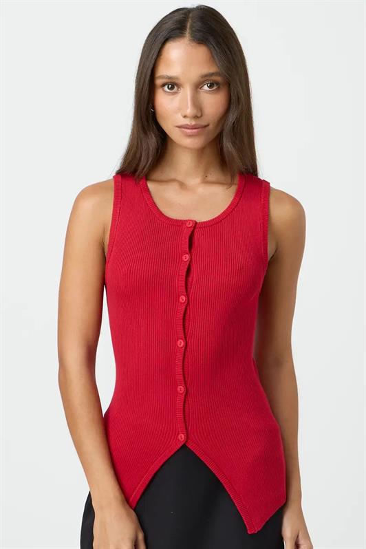 MDX Red Zero Sleeve Buttoned Knit T-shirt MG2102 - San Diego