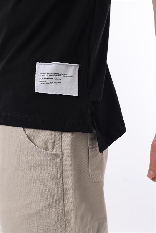 MDX Black Bicycle Collar Cotton Patch Detailed Overfit T-shirt 7019 - Torquay
