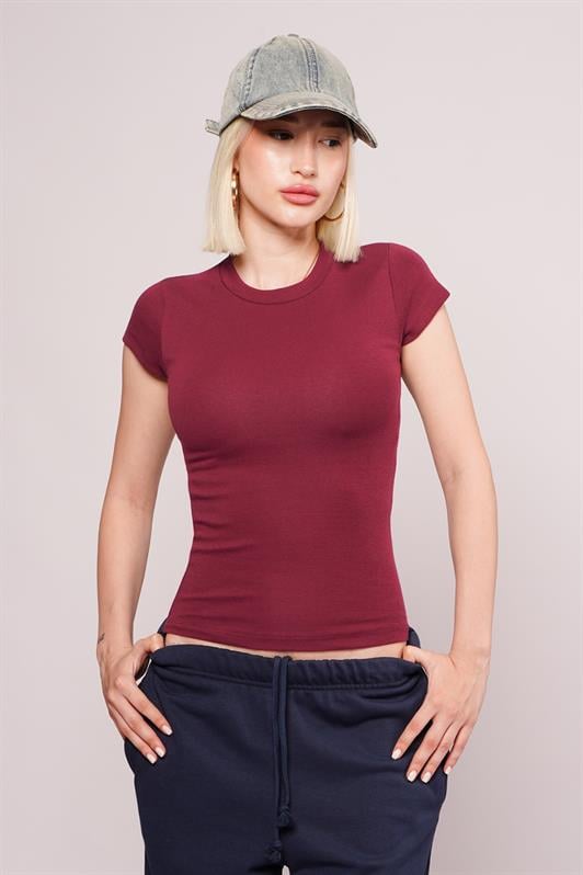 MDX Burgundy Bicycle Collar Basic Women's T-shirt Mg2479 - Lutsk