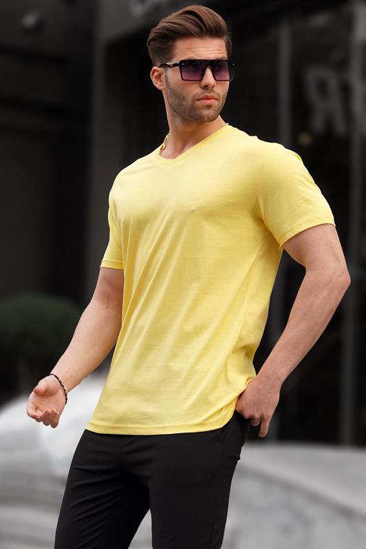 MDX Madmext Basic V Neck Yellow T-shirt 5281 - Marsala
