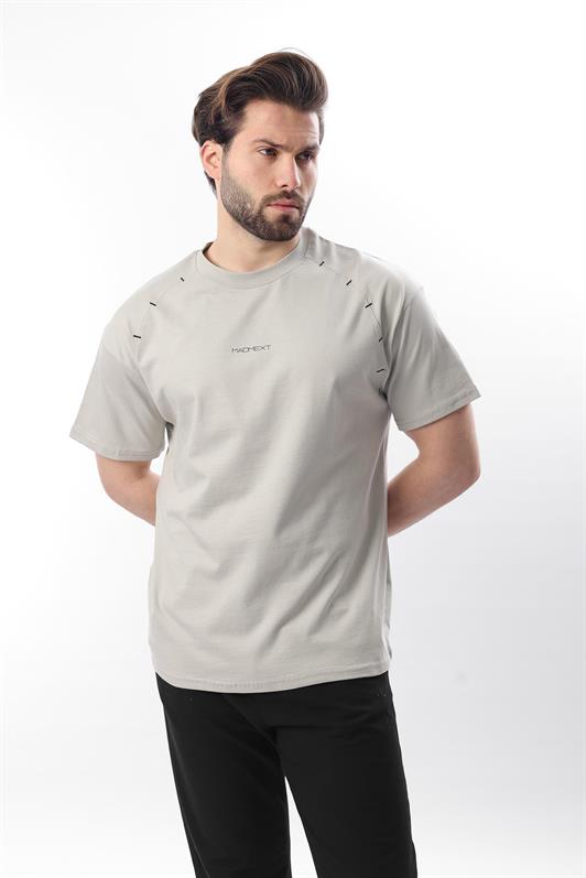MDX Men's T-shirt with Printed Grey and Embroidered Details E7108 - Hammond