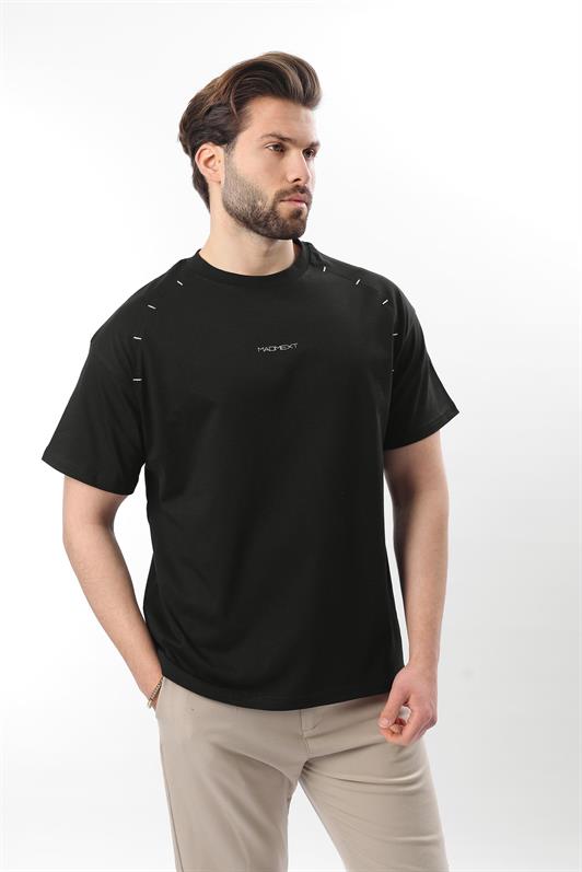 MDX Men's T-shirt with Black Printed Embroidery Detail E7108 - Schwabach