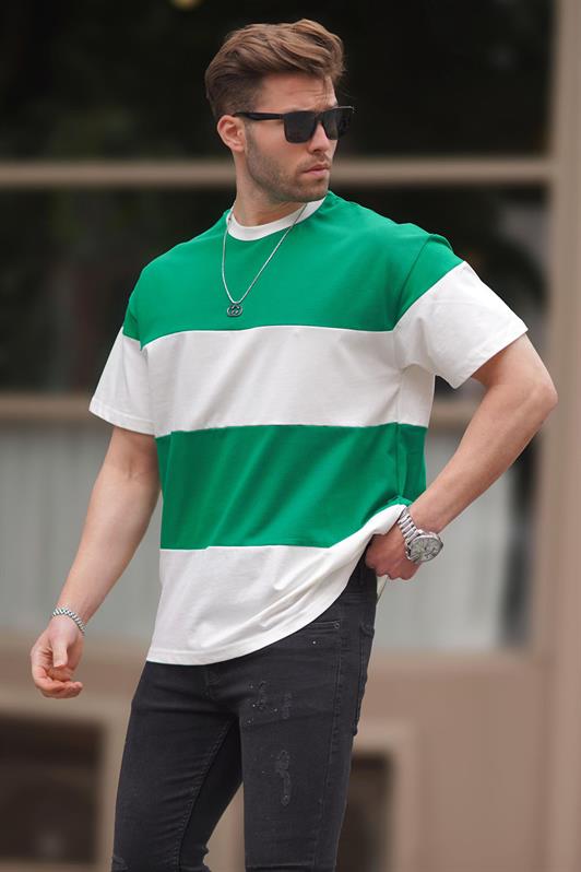 MDX Green Oversized Color Block Bicycle Neck T-shirt 7020 - La Roche-sur-Yon