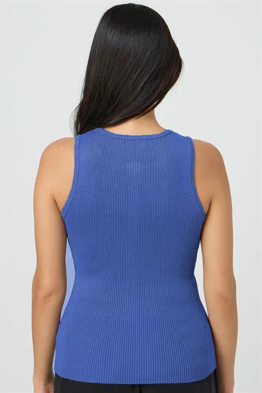 MDX Blue Zero Sleeve Buttoned Knit T-shirt MG2102 - Majadahonda