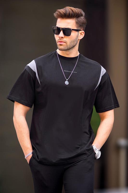 MDX Black Oversized Bicycle Neck T-shirt 7003 - Cento