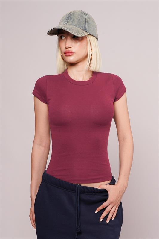 MDX Burgundy Bicycle Collar Basic Women's T-shirt Mg2479 - Lutsk