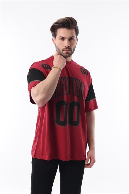 MDX Burgundy Printed Cotton Oversize Men's T-shirt 7035 - Oshkosh