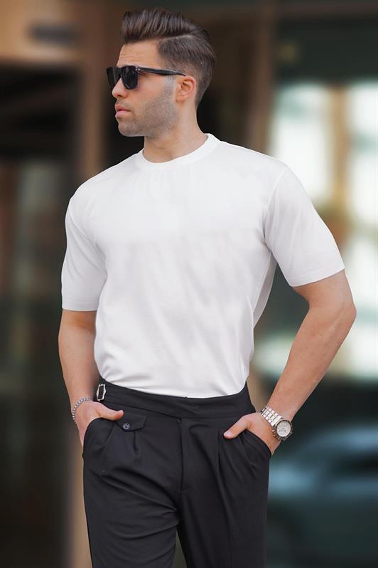 MDX White Bicycle Collar Basic Men's T-shirt 6883 - Bondy
