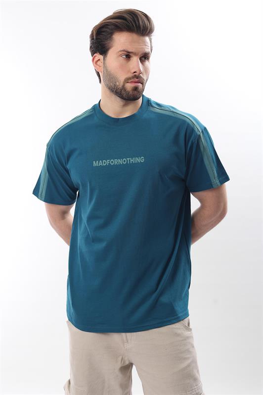 MDX Petrol Blue Bicycle Collar Printed Men's T-shirt E7110 - Woolwich