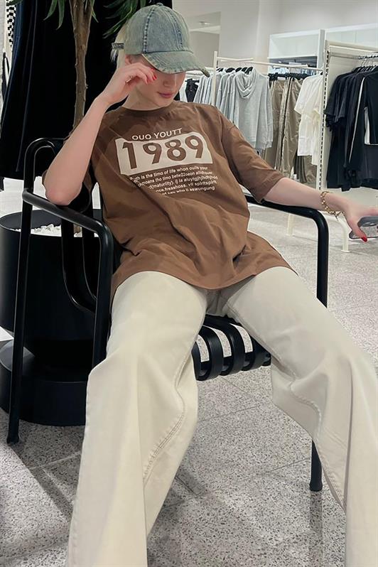 MDX Brown Printed Oversized T-shirt MG1977 - Charlottesville