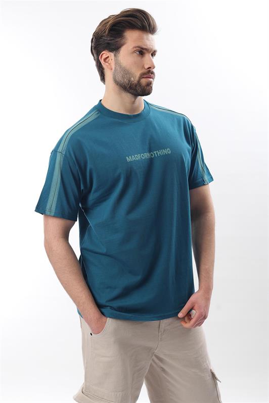 MDX Petrol Blue Bicycle Collar Printed Men's T-shirt E7110 - Woolwich