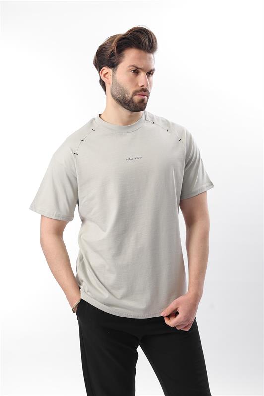 MDX Men's T-shirt with Printed Grey and Embroidered Details E7108 - Hammond