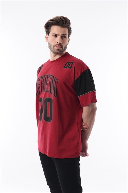 MDX Burgundy Printed Cotton Oversize Men's T-shirt 7035 - Oshkosh