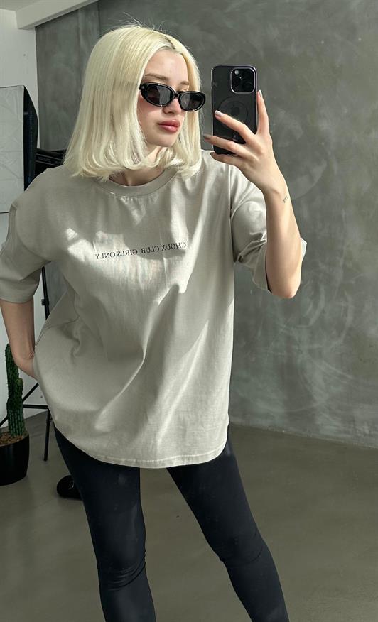MDX Painted Gray Oversized Back and Front Printed Bicycle Collar Short Sleeve T-Shirt MG2130 - Pénjamo