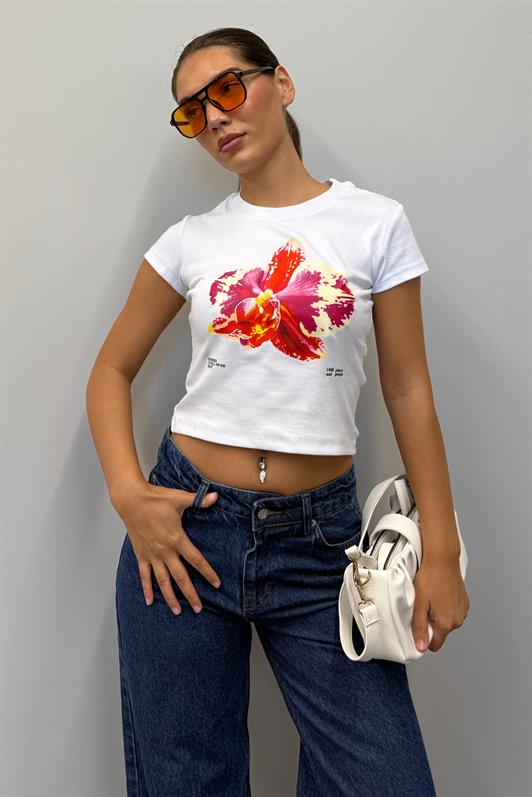 MDX Beyaz Baskılı Kadın Tişört Mg2492 - Billings