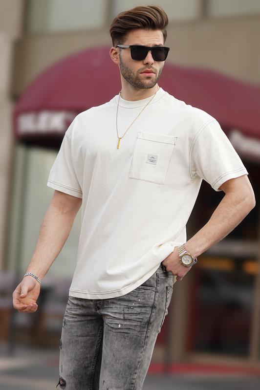 MDX Ecru Oversize Pocket Detail Men's T-shirt 7001 - West Sacramento