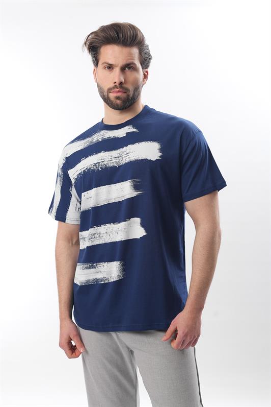 MDX Navy Printed Regular Fit Men's T-shirt E7107 - Cagliari