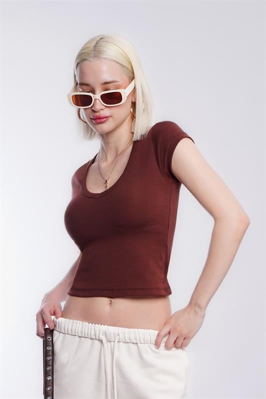 MDX Chocolate V Neck Basic Women's T-Shirt Mg2450 - Lincoln