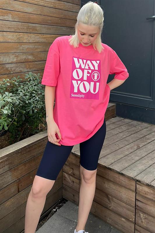 MDX Pink Printed Oversized T-shirt with Bicycle Collar MG1999 - Orizaba