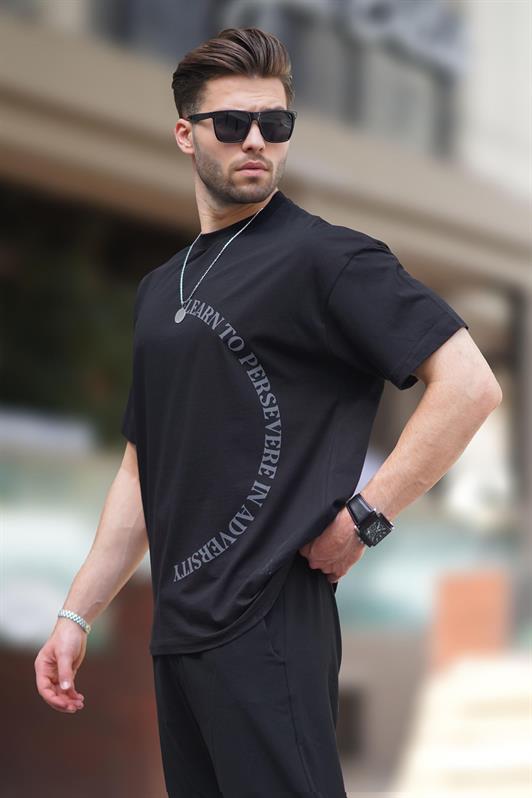 MDX Black Bicycle Collar Printed Short Sleeve Oversized T-shirt 7040 - South Brunswick