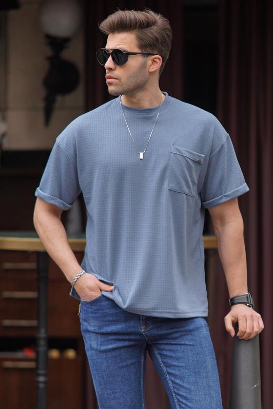 MDX Indigo Men's Pocket Detailed Oversized T-Shirt 6194 - South Gate
