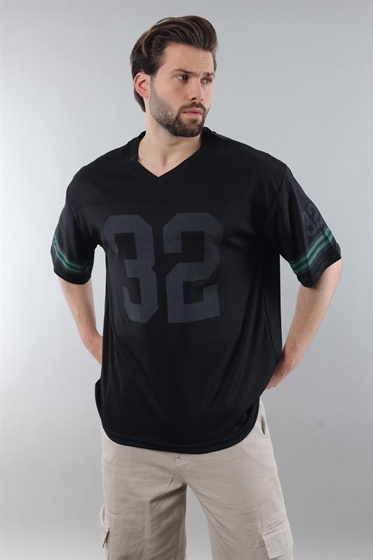 MDX Black Printed V-Neck Men's T-Shirt E5838 - Princeton