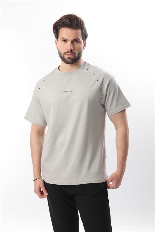 MDX Men's T-shirt with Printed Grey and Embroidered Details E7108 - Hammond