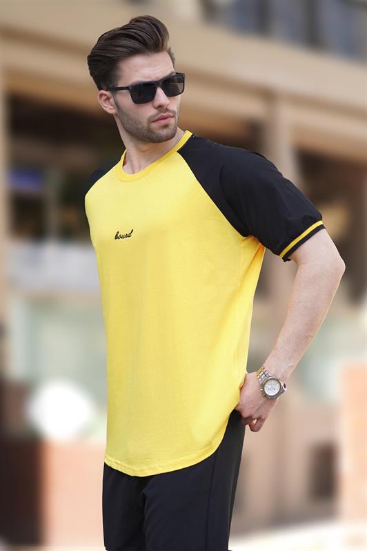 MDX Dark Yellow Bicycle Collar Embroidered Detailed Short Sleeve Men's T-Shirt 7013 - Kostiantynivka