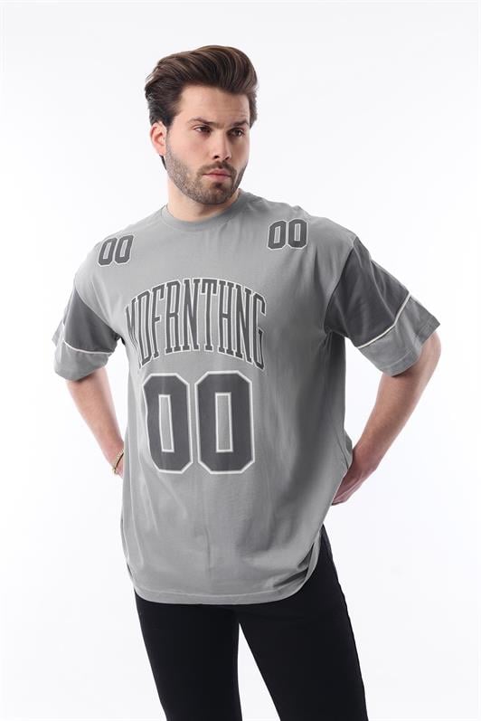 MDX Dyed Gray Printed Cotton Oversize Men's T-shirt 7035 - Torres Vedras