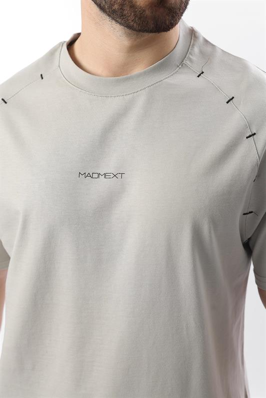 MDX Men's T-shirt with Printed Grey and Embroidered Details E7108 - Hammond