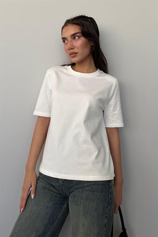 MDX White 100% Cotton Padded Oversized Women's T-shirt Mg2442 - Alphen aan den Rijn
