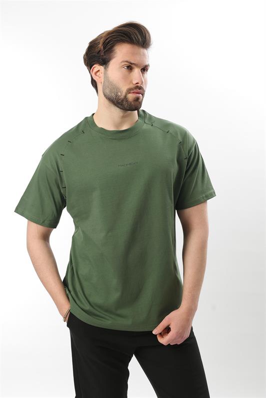 MDX Men's T-shirt with Haki Printed Embroidery Detail E7108 - Los Mochis