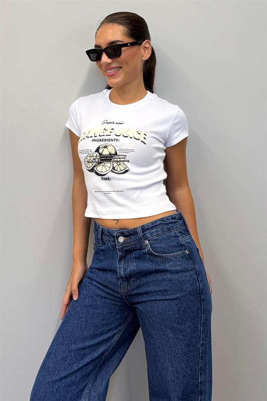 MDX Beyaz Baskılı Kadın Tişört Mg2491 - Petaluma