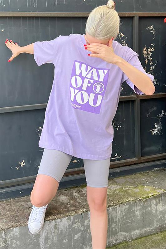 MDX Purple Printed Oversized T-shirt with Bicycle Collar MG1999 - Radebeul