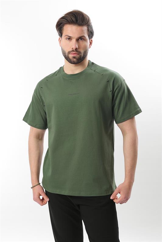MDX Men's T-shirt with Haki Printed Embroidery Detail E7108 - Los Mochis