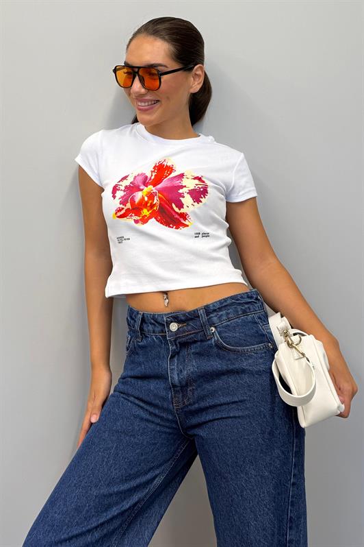 MDX Beyaz Baskılı Kadın Tişört Mg2492 - Billings