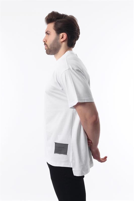 MDX White Bicycle Collar Cotton Detailed Oversized T-shirt 7019 - Fermo
