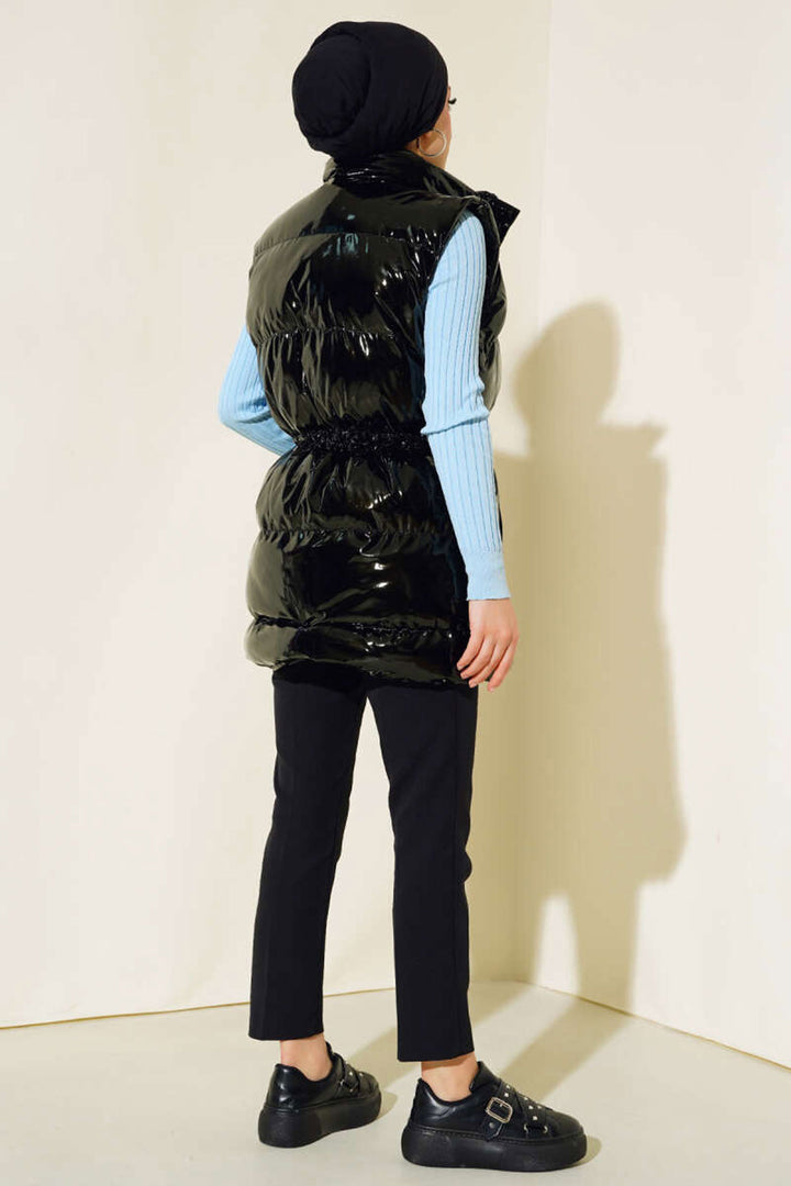 BGD Women T10233 Kapüşonlu Uzun Tesettür Yelek - Siyah - Braine-l’Alleud