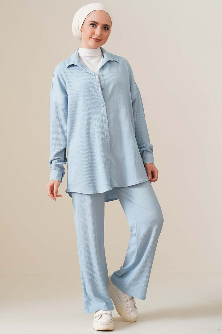 BGD Women T5858 Knitted Hijab Two-Piece Set - Light Blue - Bothell