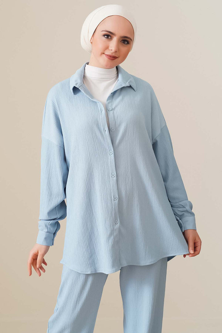 BGD Women T5858 Knitted Hijab Two-Piece Set - Light Blue - Bothell