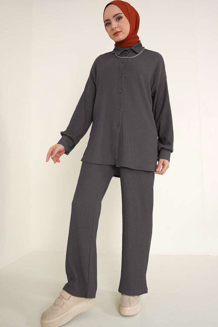 BGD Women T5858 Knitted Hijab Two-Piece Set - Anthracite - Mandurah