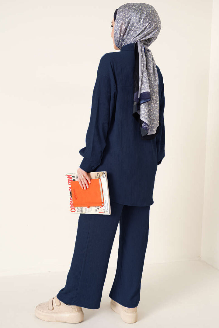 BGD Women T5858 Knitted Hijab Two-Piece Set - Navy Blue - Rohnert Park