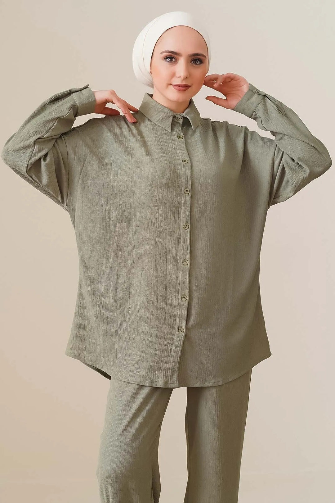BGD Women T5858 Knitted Hijab Two-Piece Set - Çağla - Atotonilco el Alto