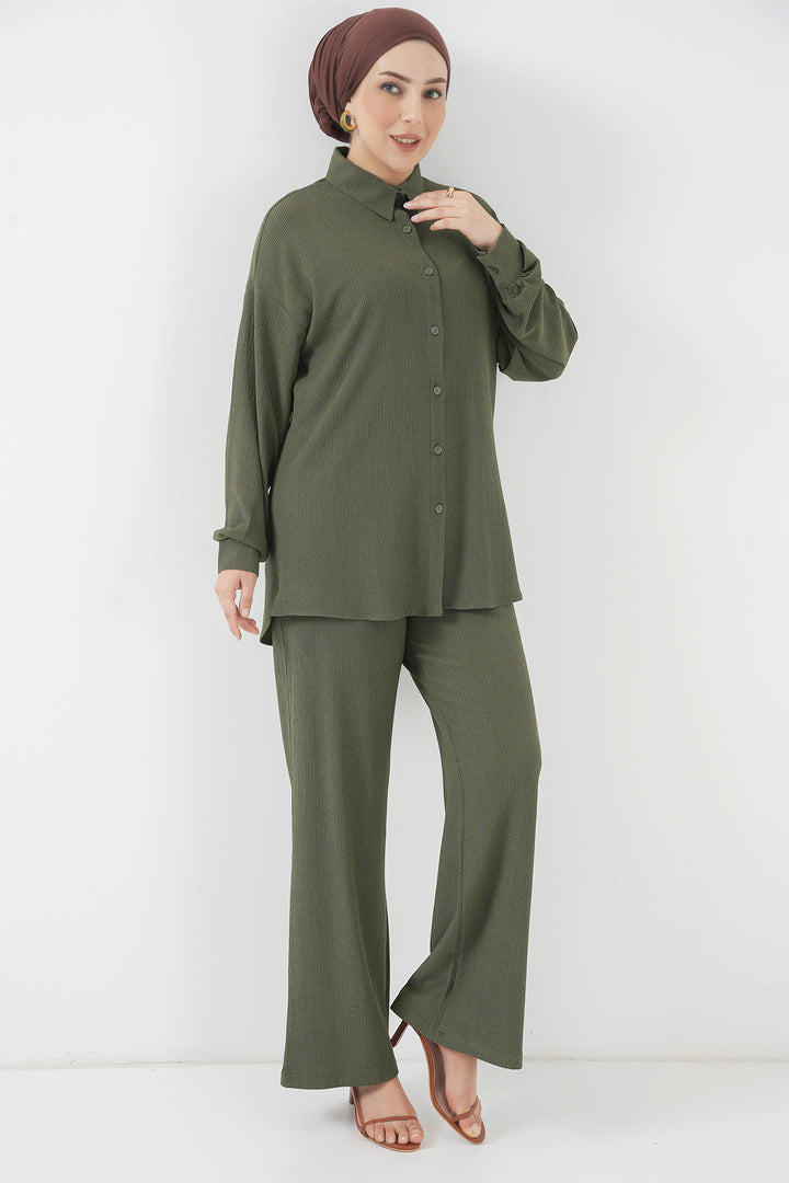 BGD Women T5858 Knitted Hijab Two-Piece Set - Khaki - Corsico