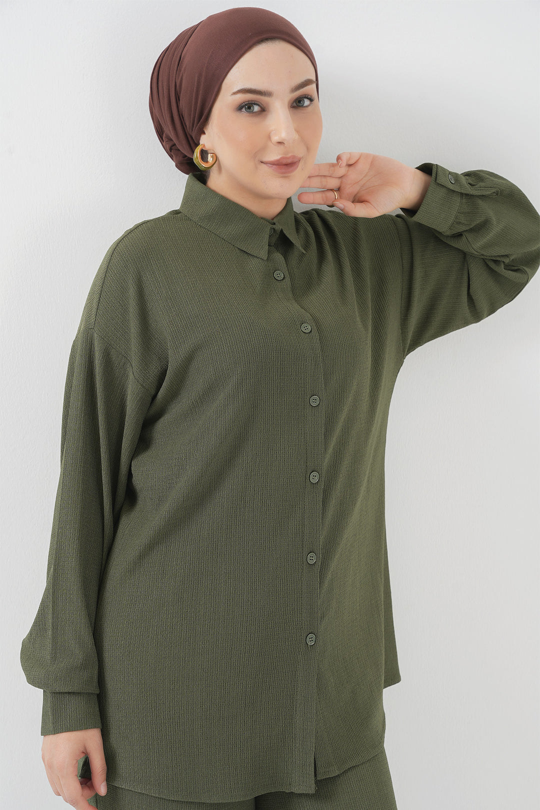 BGD Women T5858 Knitted Hijab Two-Piece Set - Khaki - Corsico