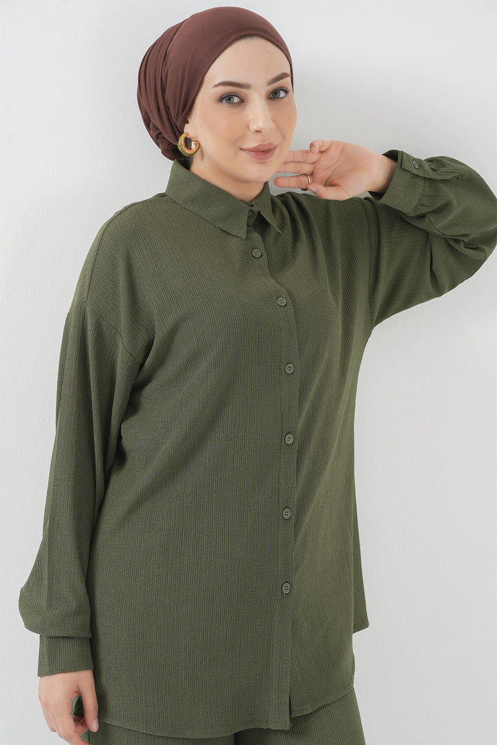 BGD Women T5858 Knitted Hijab Two-Piece Set - Khaki - Corsico