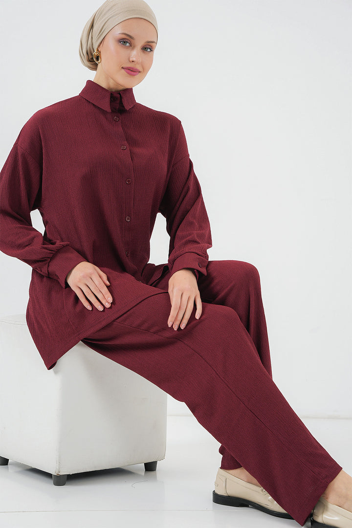 BGD Women T5858 Knitted Hijab Two-Piece Set - Purple - Loreto