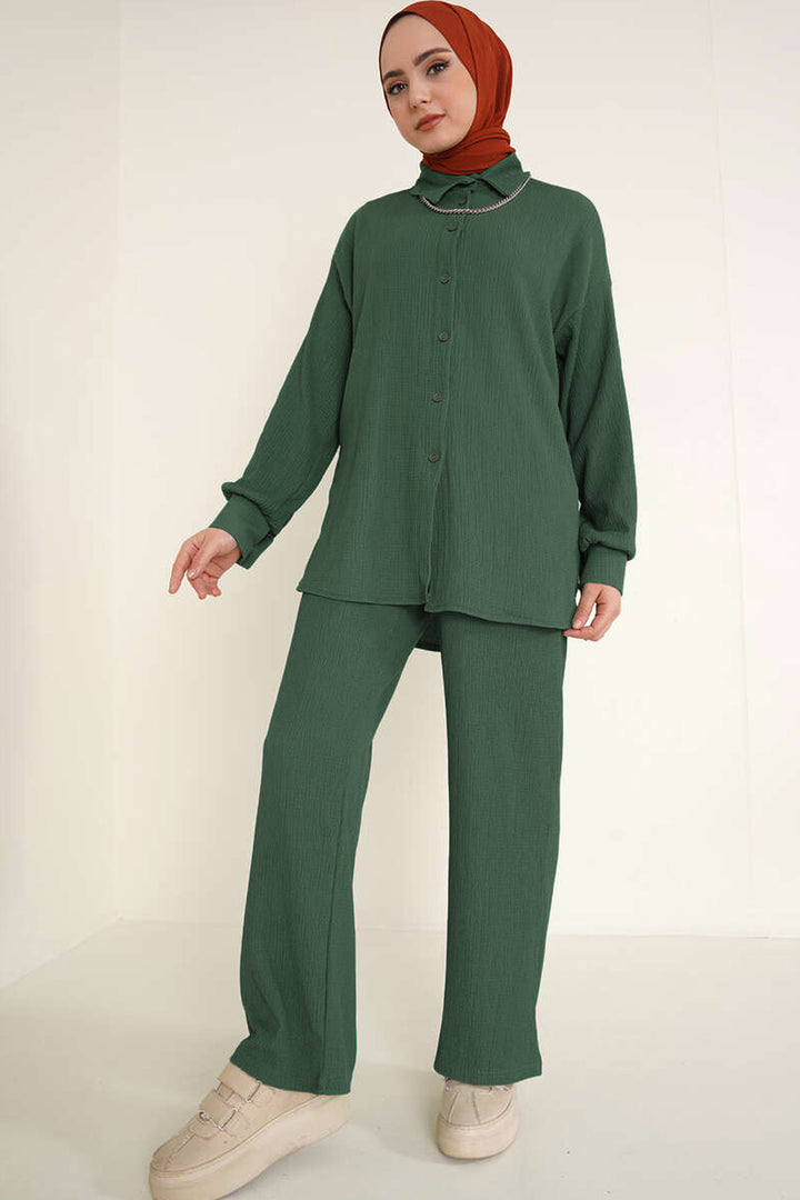 BGD Women T5858 Knitted Hijab Two-Piece Set - Emerald Green - Bergen op Zoom