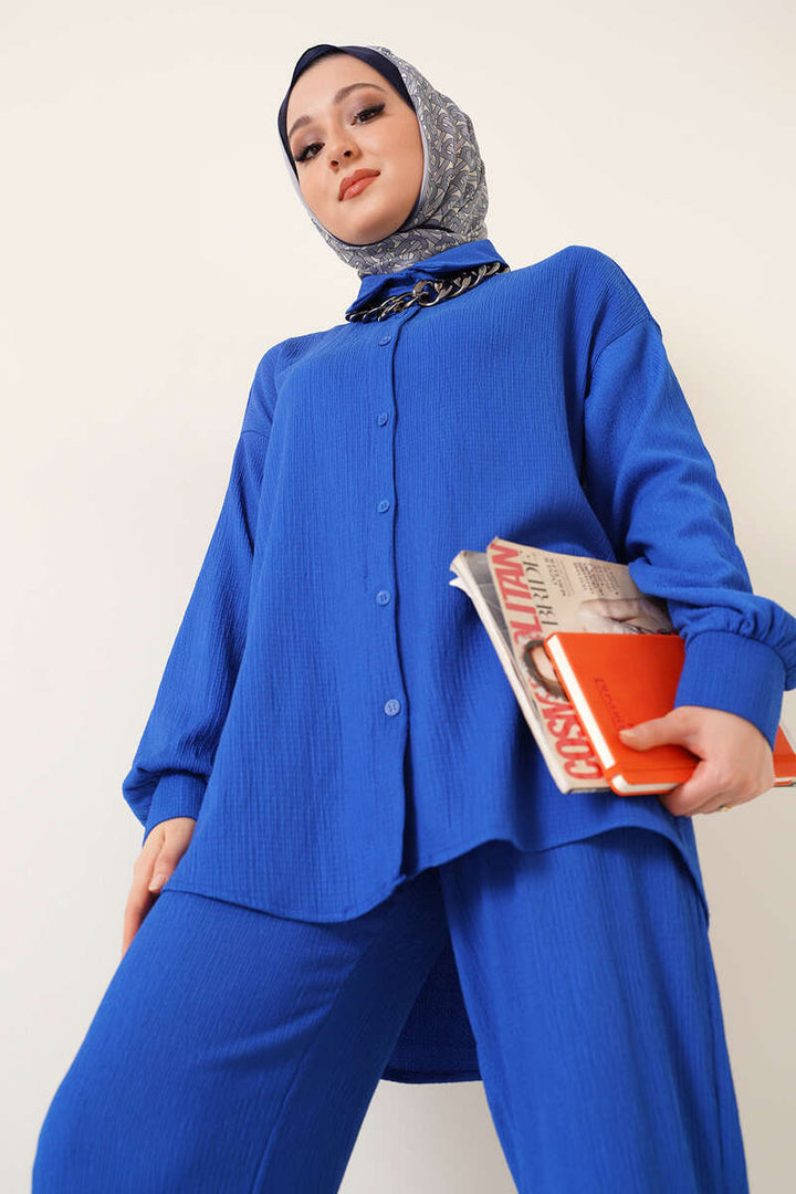 BGD Women T5858 Knitted Hijab Two-Piece Set - Blue - Avondale