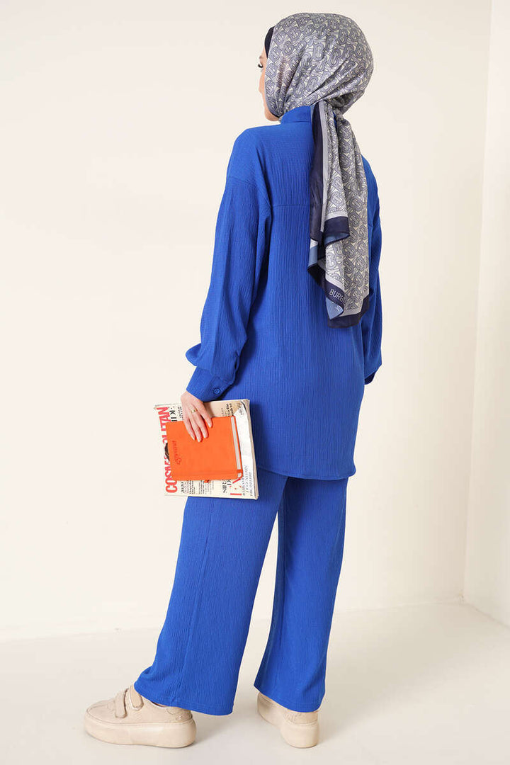BGD Women T5858 Knitted Hijab Two-Piece Set - Blue - Avondale